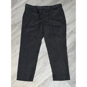 Banana Republic Avery Mid Rise Straight Fit Black Striped Tie Waist Ankle 14 NWT